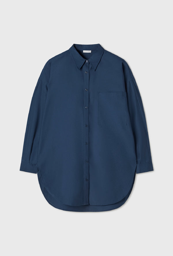 COTTON SILK ROUND SHIRT MIDNIGHT