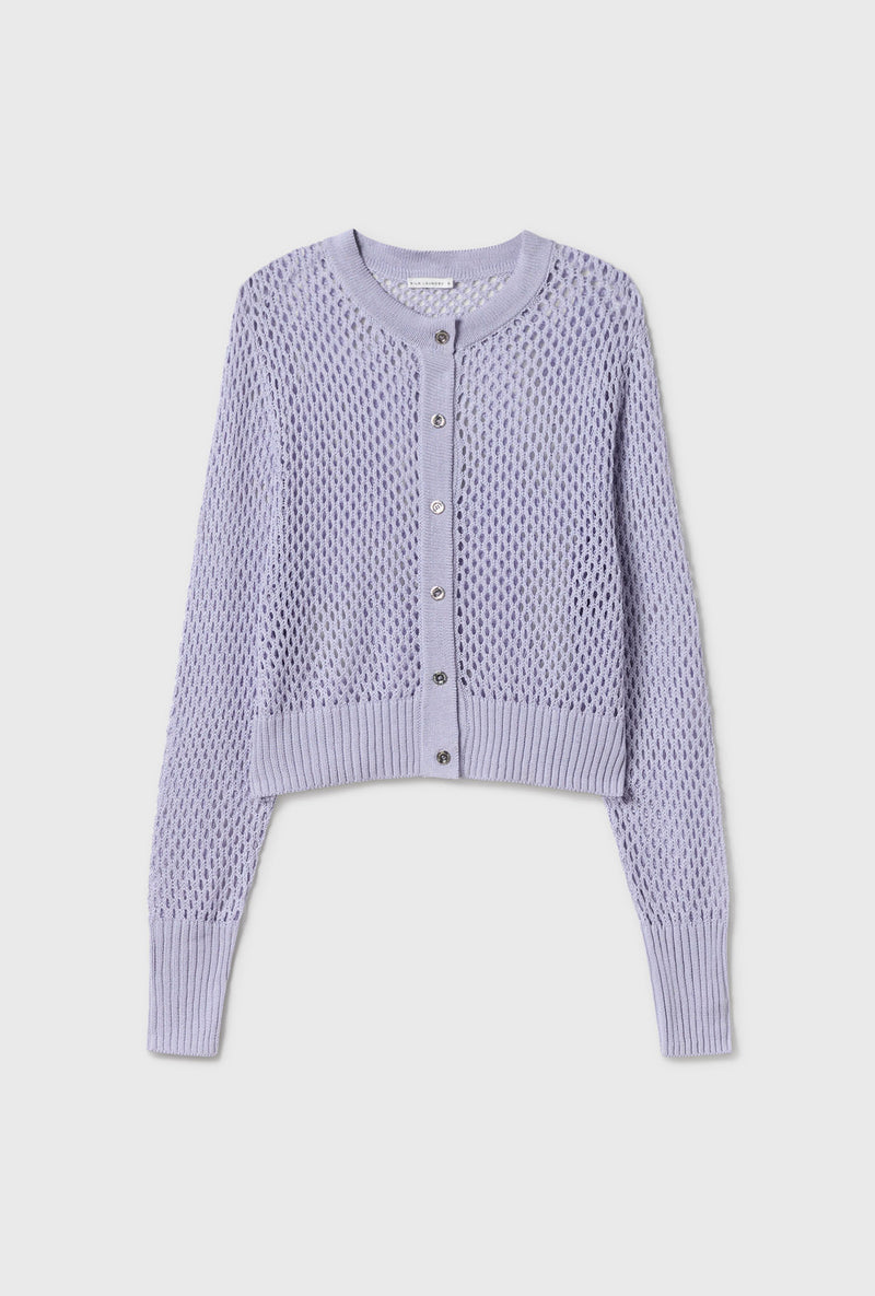 CROCHET CROPPED CARDIGAN LAVENDER