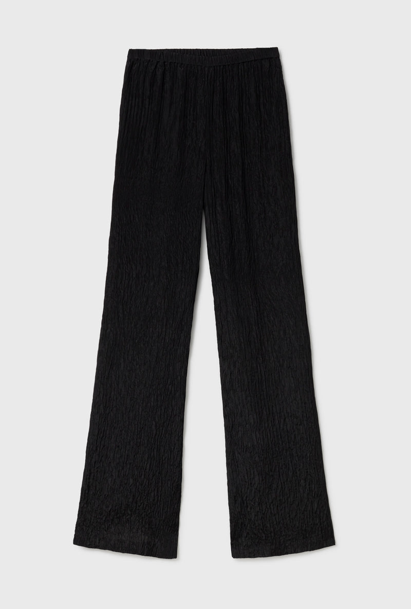 CRINKLE FLARE PANTS BLACK