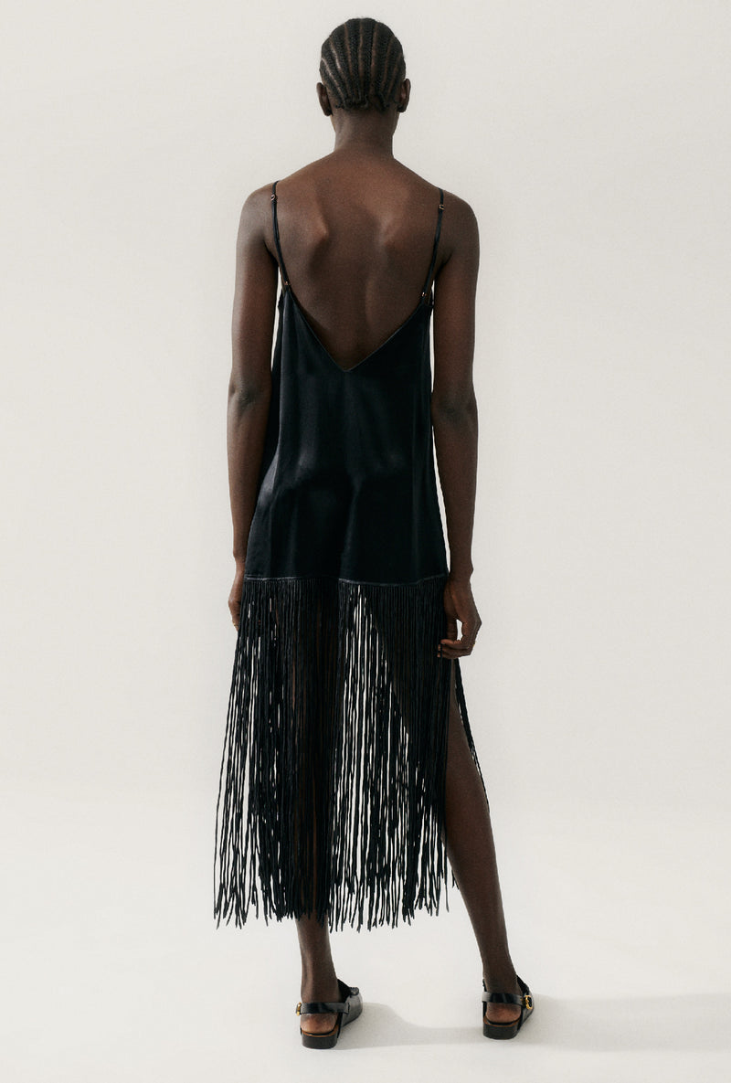 FRINGE DRESS BLACK