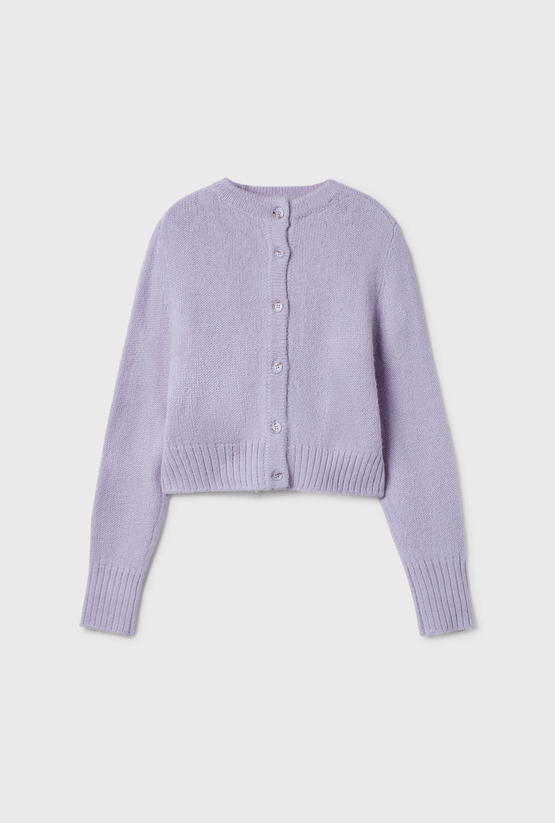 ALPACA REVERSED CROPPED CARDIGAN LAVENDER