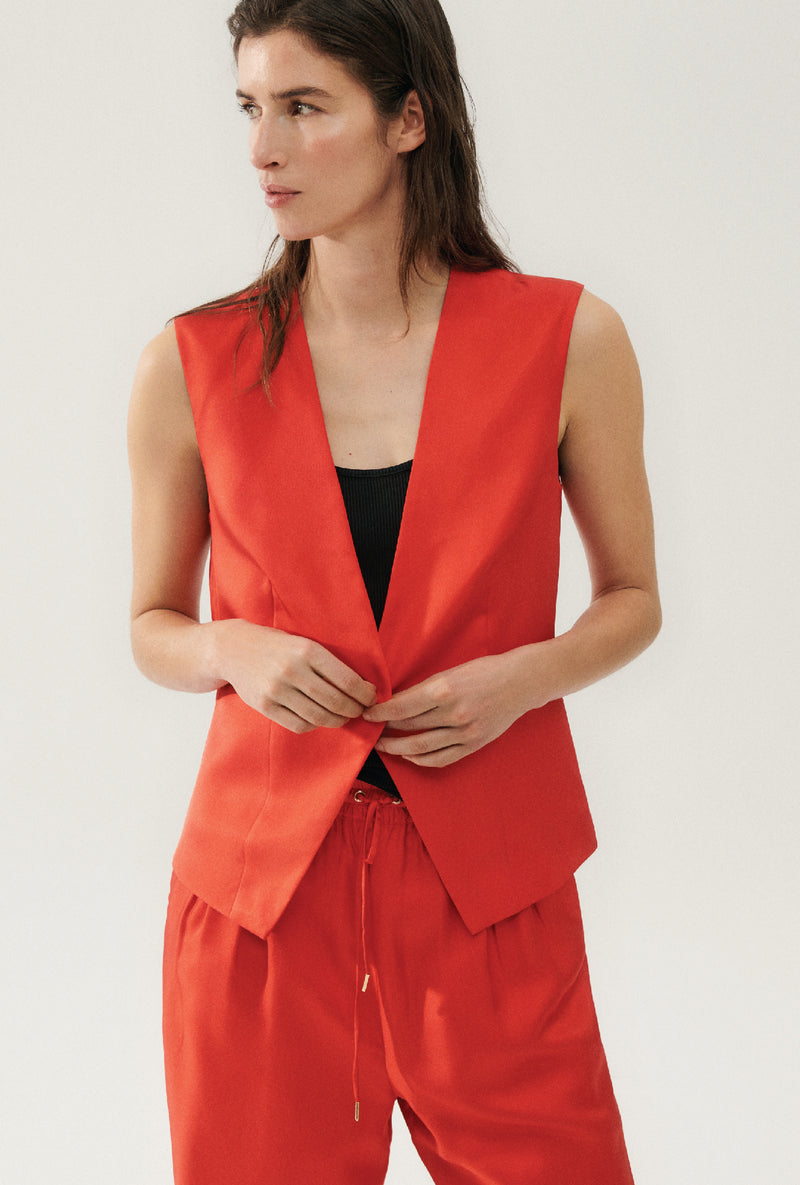 TWILL SLOUCH VEST POPPY