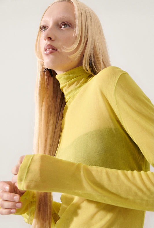 SILK MESH TURTLENECK ABSINTHE