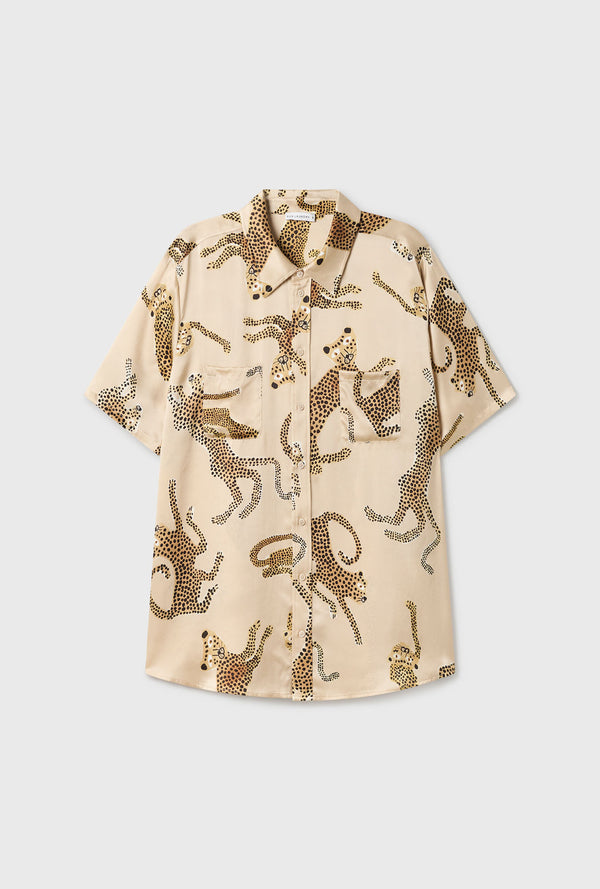 SHORT SLEEVE BOYFRIEND SHIRT JAGUARS HAZELNUT