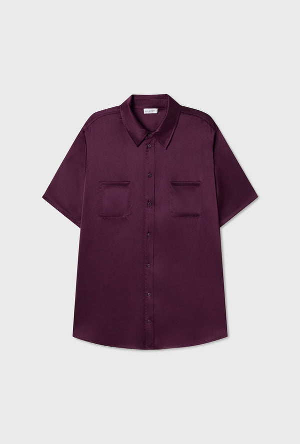 SHORT SLEEVE BOYFRIEND SHIRT BLOOD PLUM