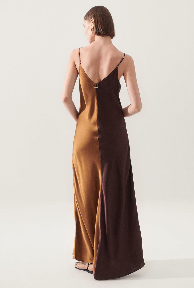 TWO TONE DRESS CACAO/VAN DYKE BROWN