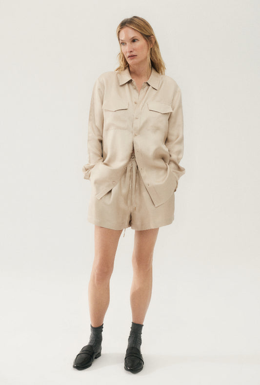 TWILL BOYFRIEND SHIRT HAZELNUT