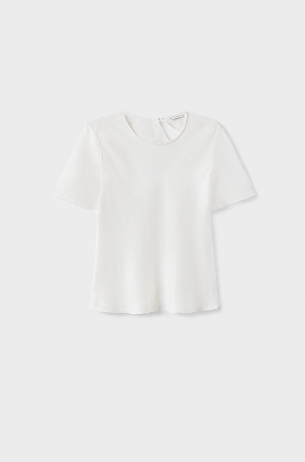 SHORT SLEEVE BIAS TOP WHITE