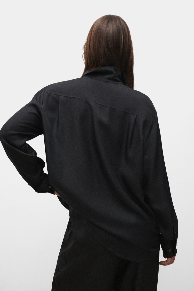 TWILL BOYFRIEND SHIRT BLACK